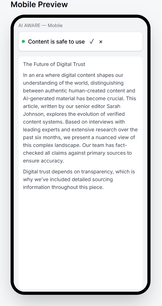 Guardian Alert on mobile